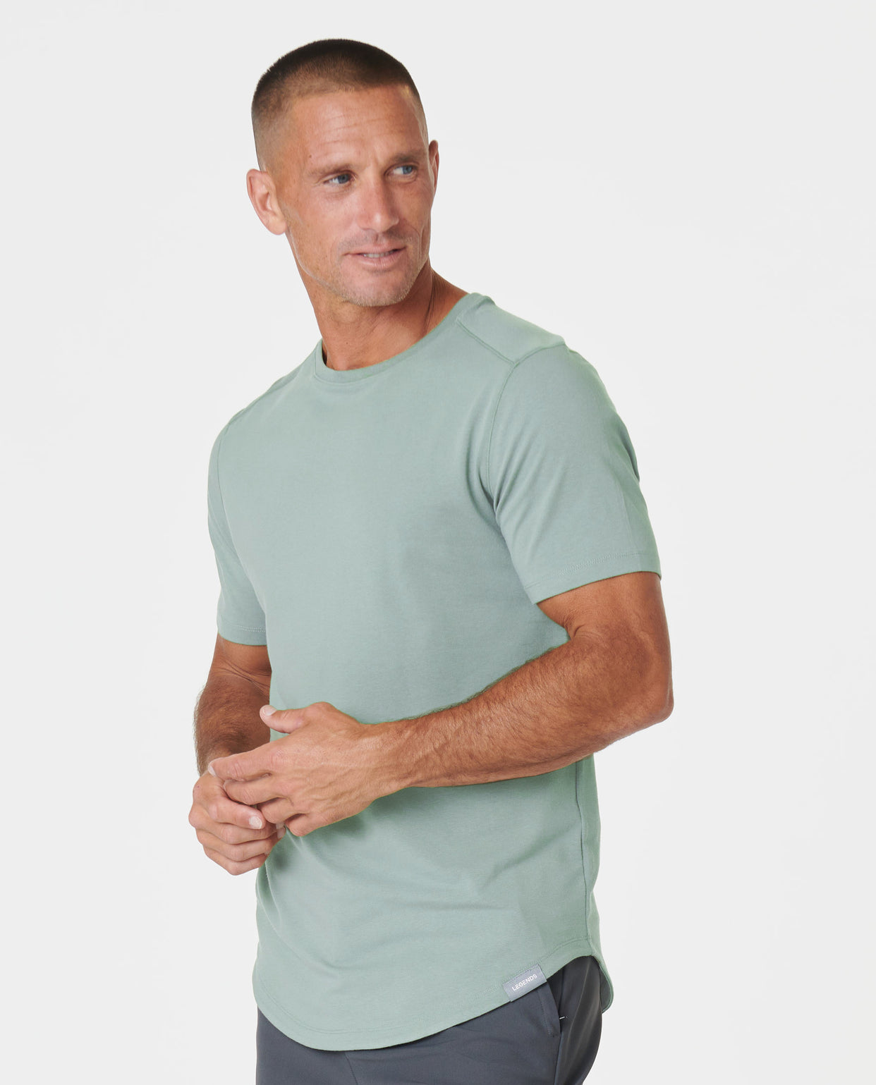 Aviation Tee Curved Hem Laurel