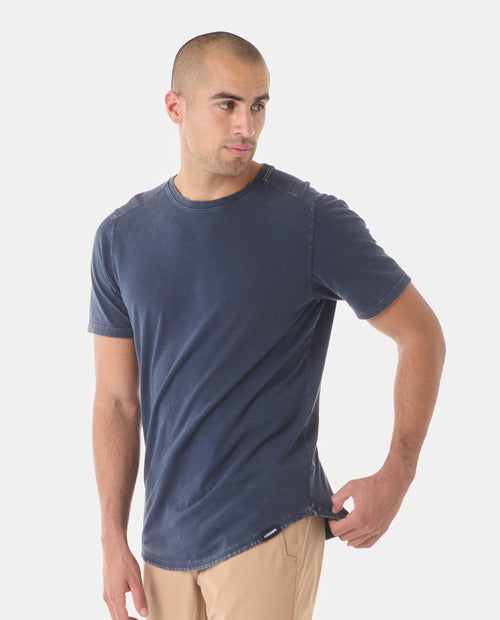 Aviation Tee Curved Hem Washed Ink