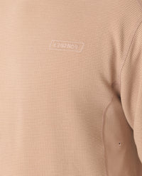 Glen Waffle-Knit Hoodie Camel