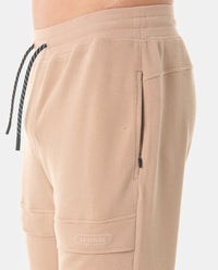 Glen Waffle-Knit Cargo Sweatpant Camel