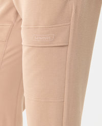 Glen Waffle-Knit Cargo Sweatpant Camel