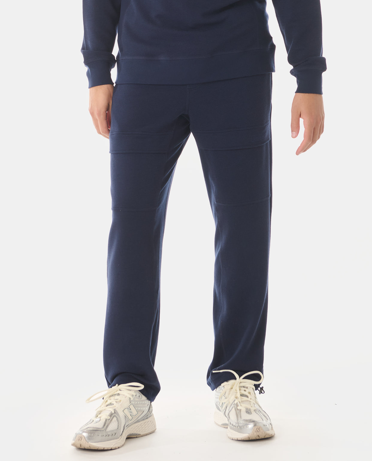 Glen Waffle-Knit Cargo Sweatpant Ink