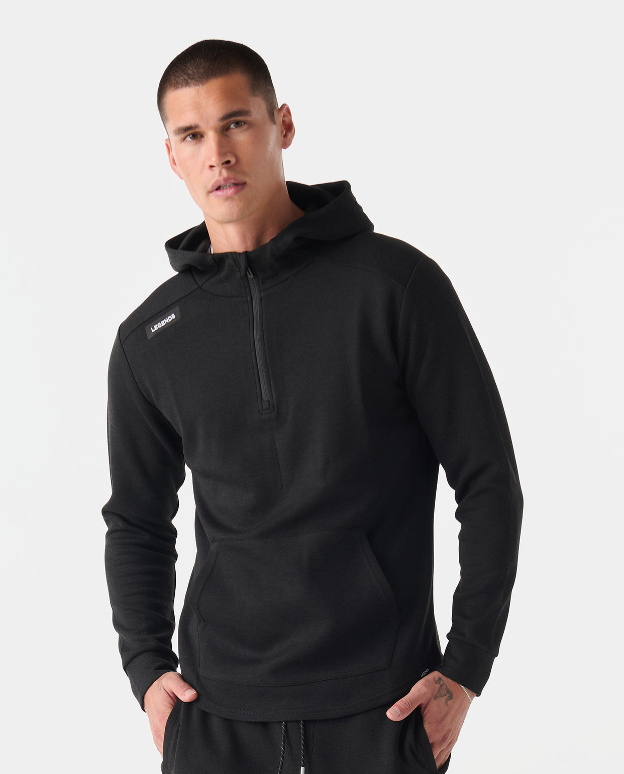 Hawthorne Tech Quarter Zip Hoodie - Black Heather