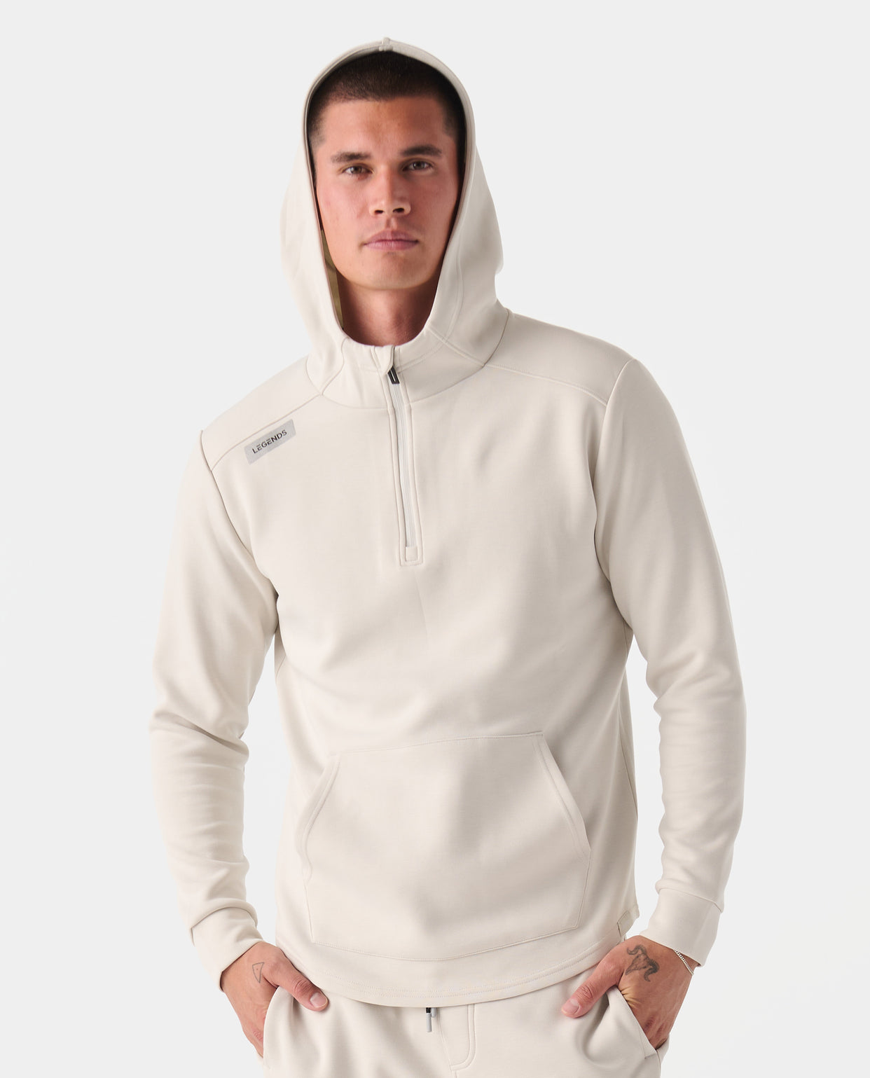 Hawthorne Tech Quarter Zip Hoodie Stone Heather