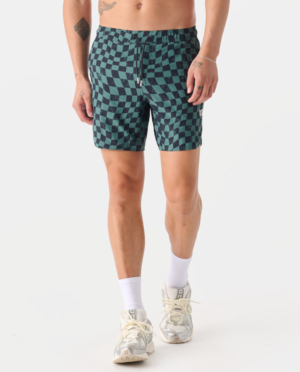 Luka Short Warped Checkers Deep Sage