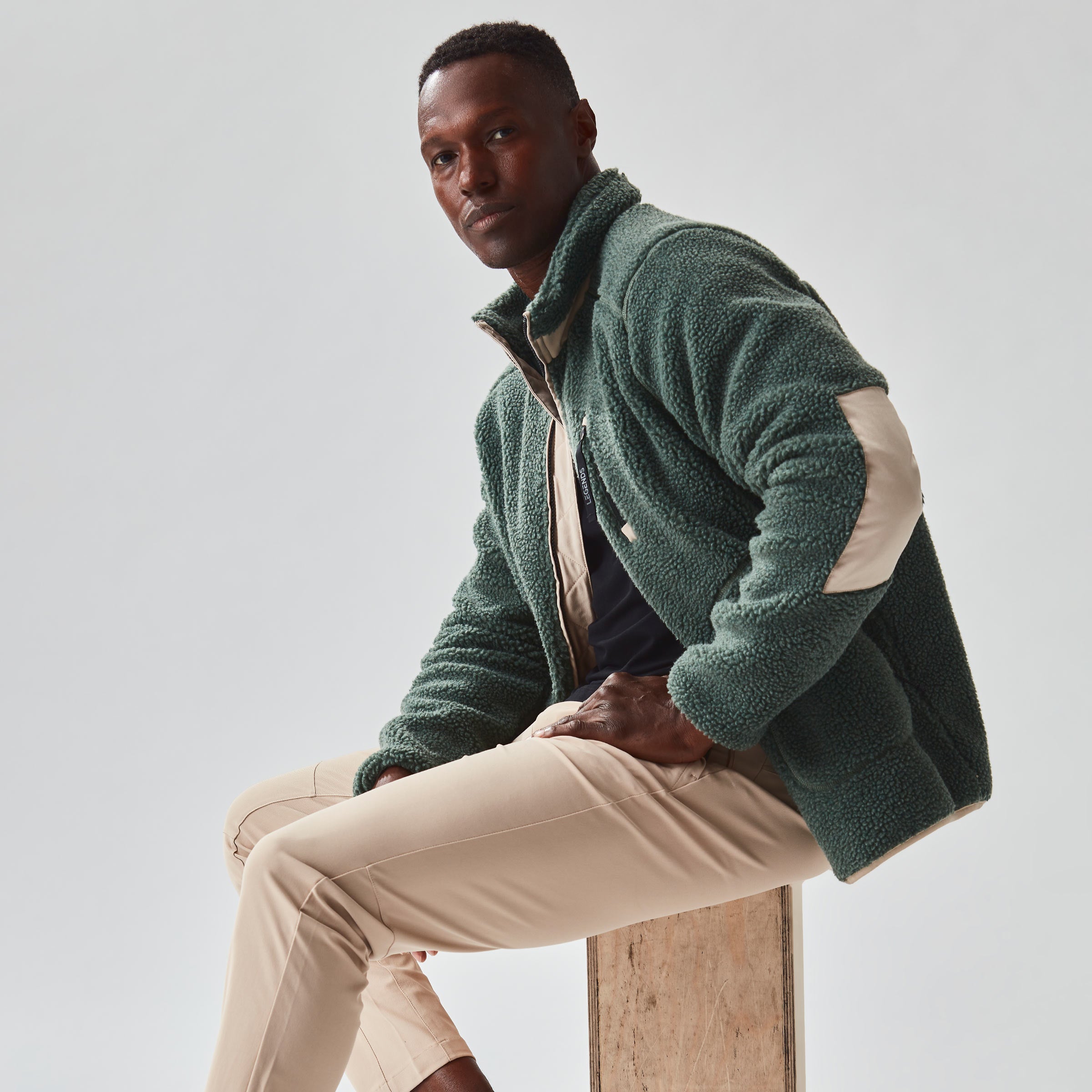 High Pile Sherpa Jacket in Khaki | Men's Zip-Up Fleece Jacket by Myles |  Myles Apparel